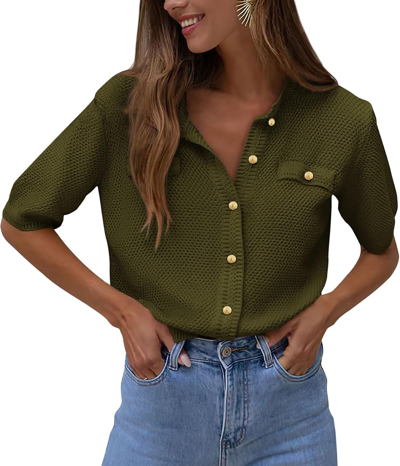 PRETTYGARDEN Women's Summer Button Down Shirts for Casual Style