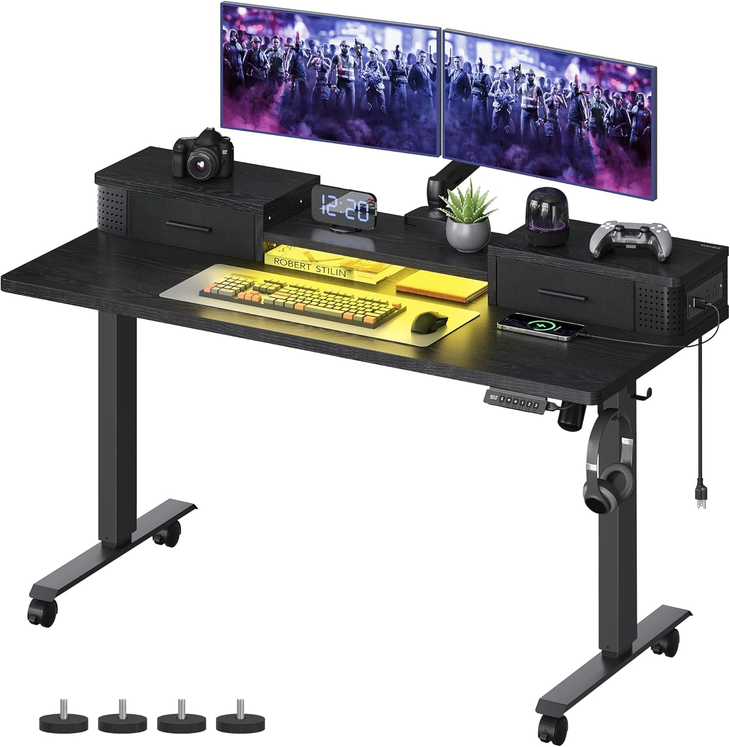 VASAGLE Electric Standing Desk with Drawers for Home Office