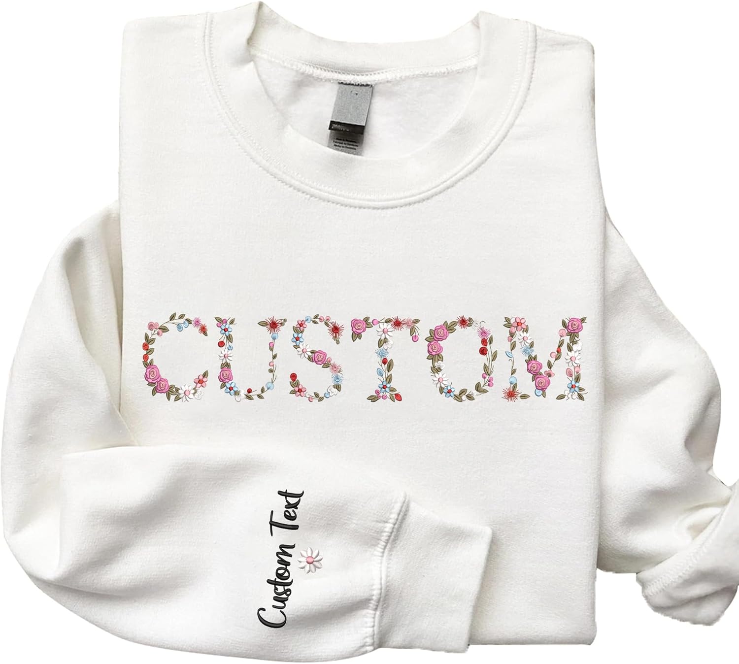 Custom Floral Embroidered Sweatshirt | Personalized Gift for Her | Pamaheart