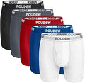 POUDEW Men's Underwear Boxer Briefs Pack of 5 - Soft Breathable