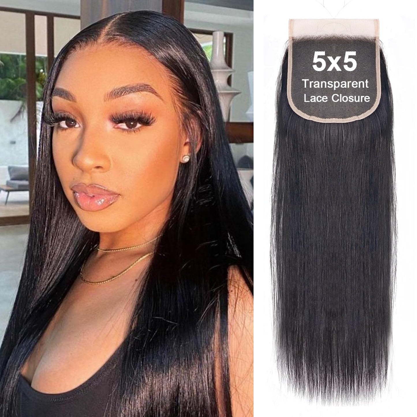 Silky Straight Hair Closure 5x5 Transparent HD Lace for All Occasions