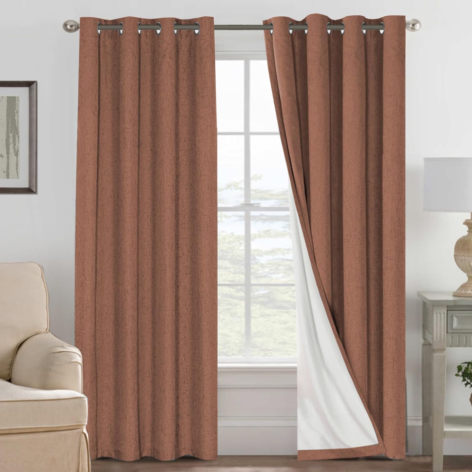 H.VERSAILTEX Blackout Linen Curtains for Bedroom 84 Inches Long