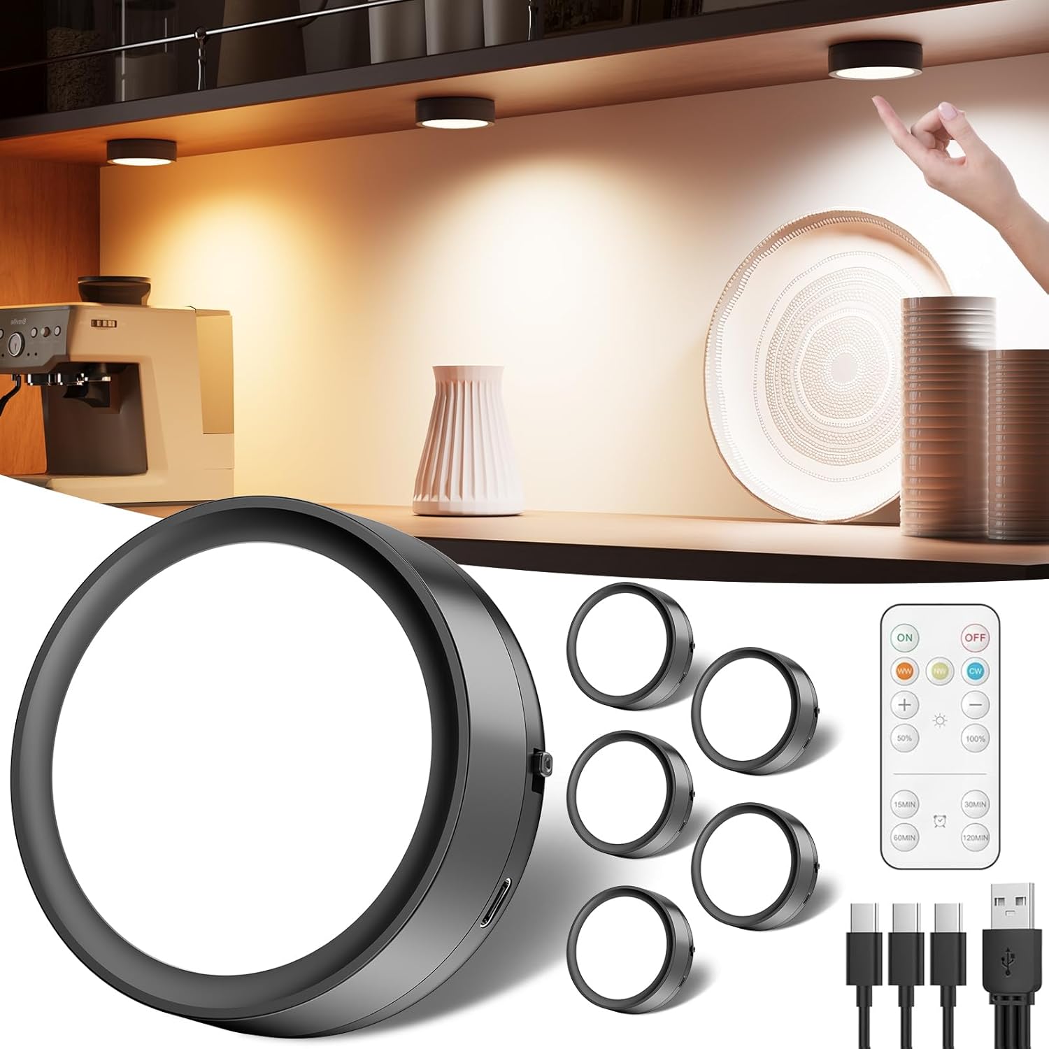 Rechargeable Puck Lights with Remote Control for Versatile Lighting