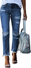 Dokotoo Women's Patchwork Destroyed Raw Hem Jeans - Relaxed Fit