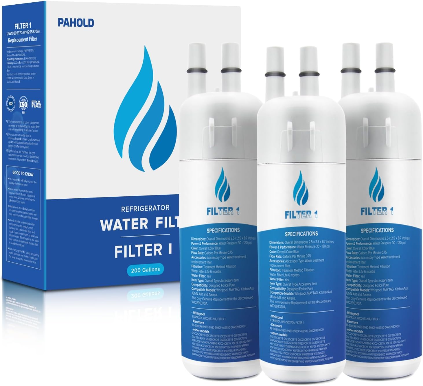 EDR1RXD1 Replacement Water Filter for Whirlpool - 3 Pack