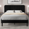 Full Size Bed Frame with Adjustable Headboard - Velvet Platform
