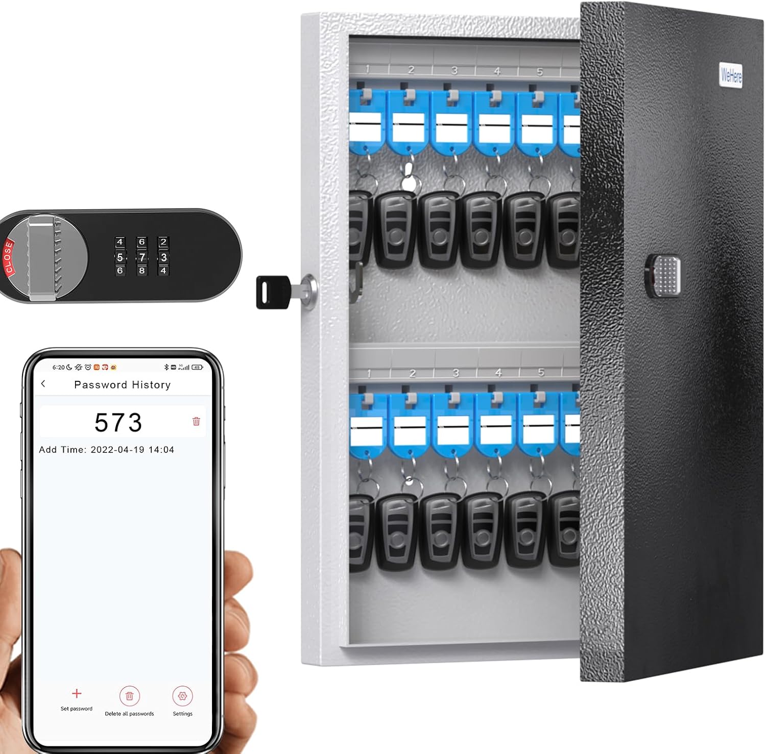 WeHere 32 Key Lock Box with Combination for Secure Storage