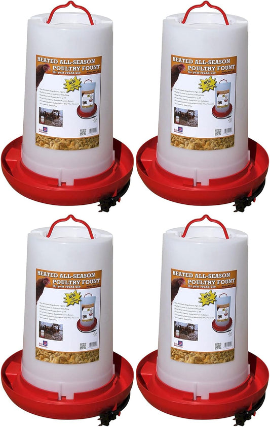 Heated Chicken Waterer 4 Pack for Poultry with 3 Gallon Capacity