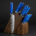 SENKEN 16-Piece Kitchen Knife Block Set with Blue Resin Handles