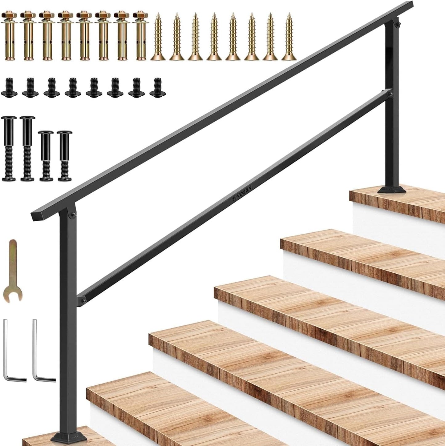 VIVOSUN Outdoor Handrail for 1 to 7 Steps, Adjustable Height