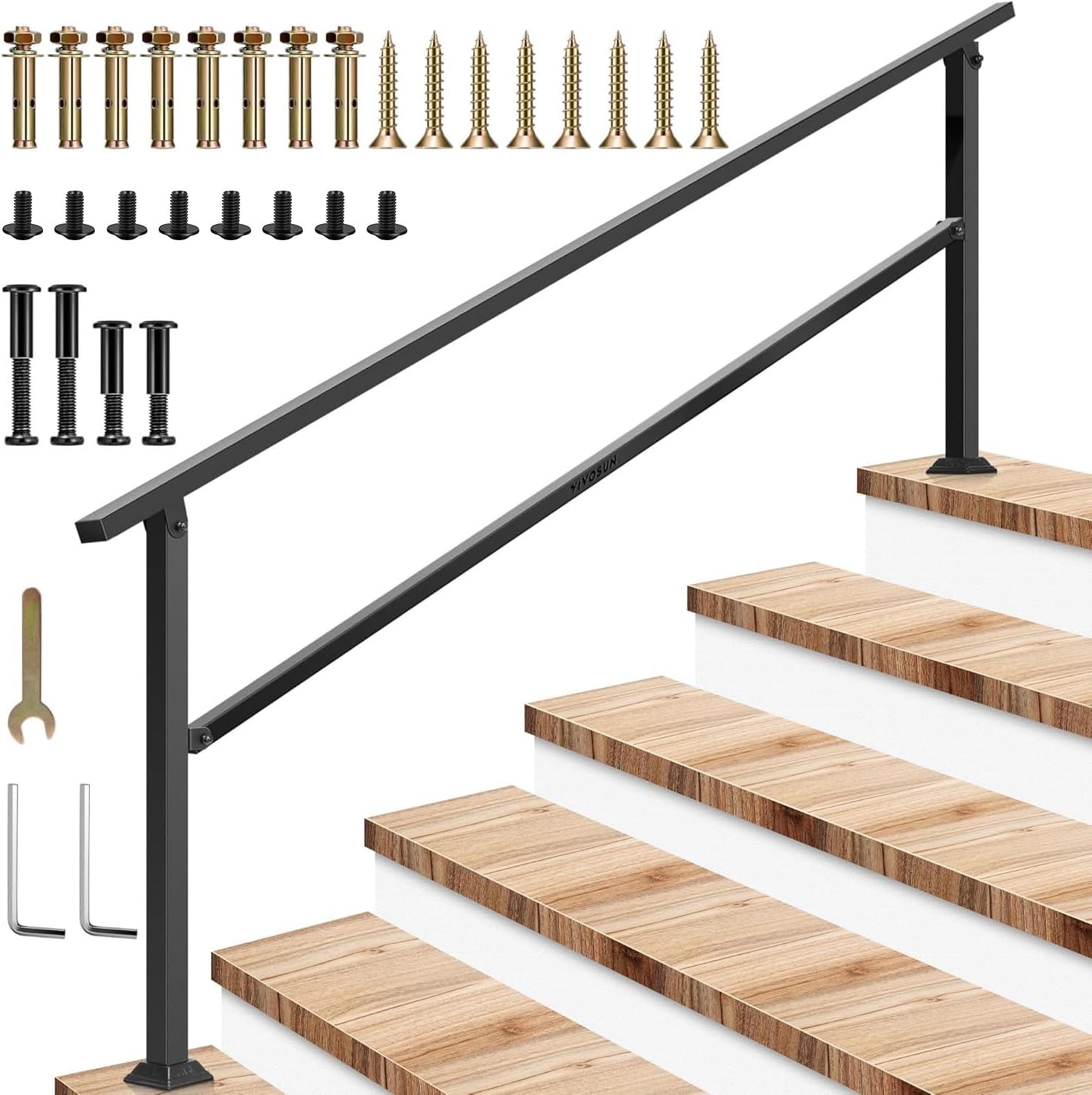 VIVOSUN Outdoor Handrail for 1 to 7 Steps, Adjustable Height