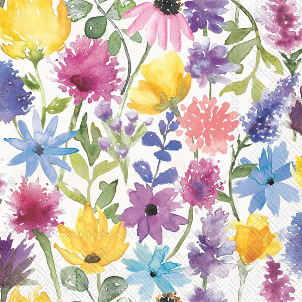 Summer Floral Cream Cocktail Napkins by Boston Intl