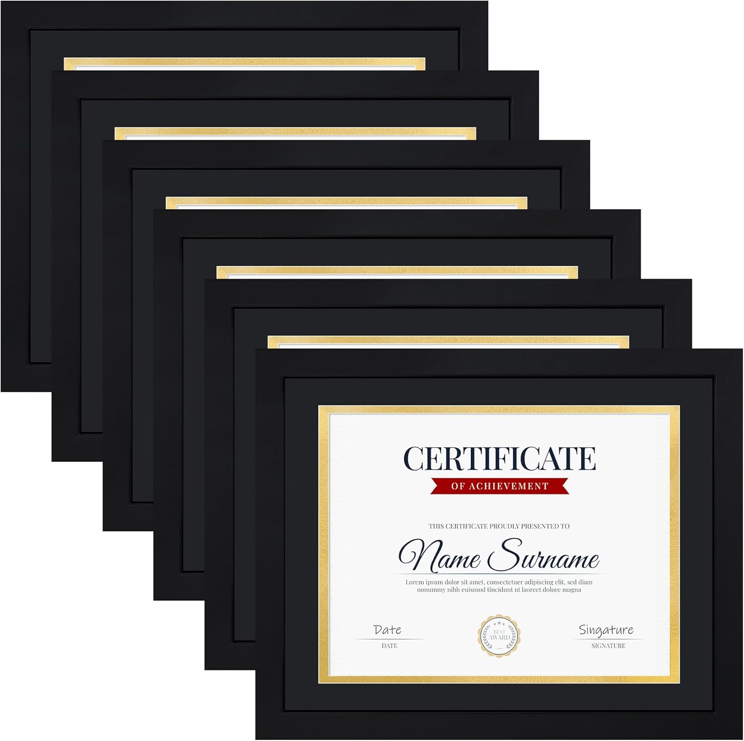 11x14 Picture Frame Set of 6 for Certificates and Photos