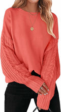 ZESICA Womens Fall Cable Knit Oversized Pullover - Cozy Casual
