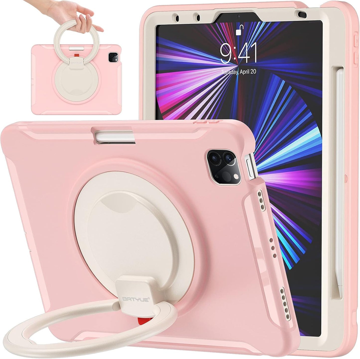 BATYUE iPad Air 11-inch Case with 360 Rotating Stand & Holder