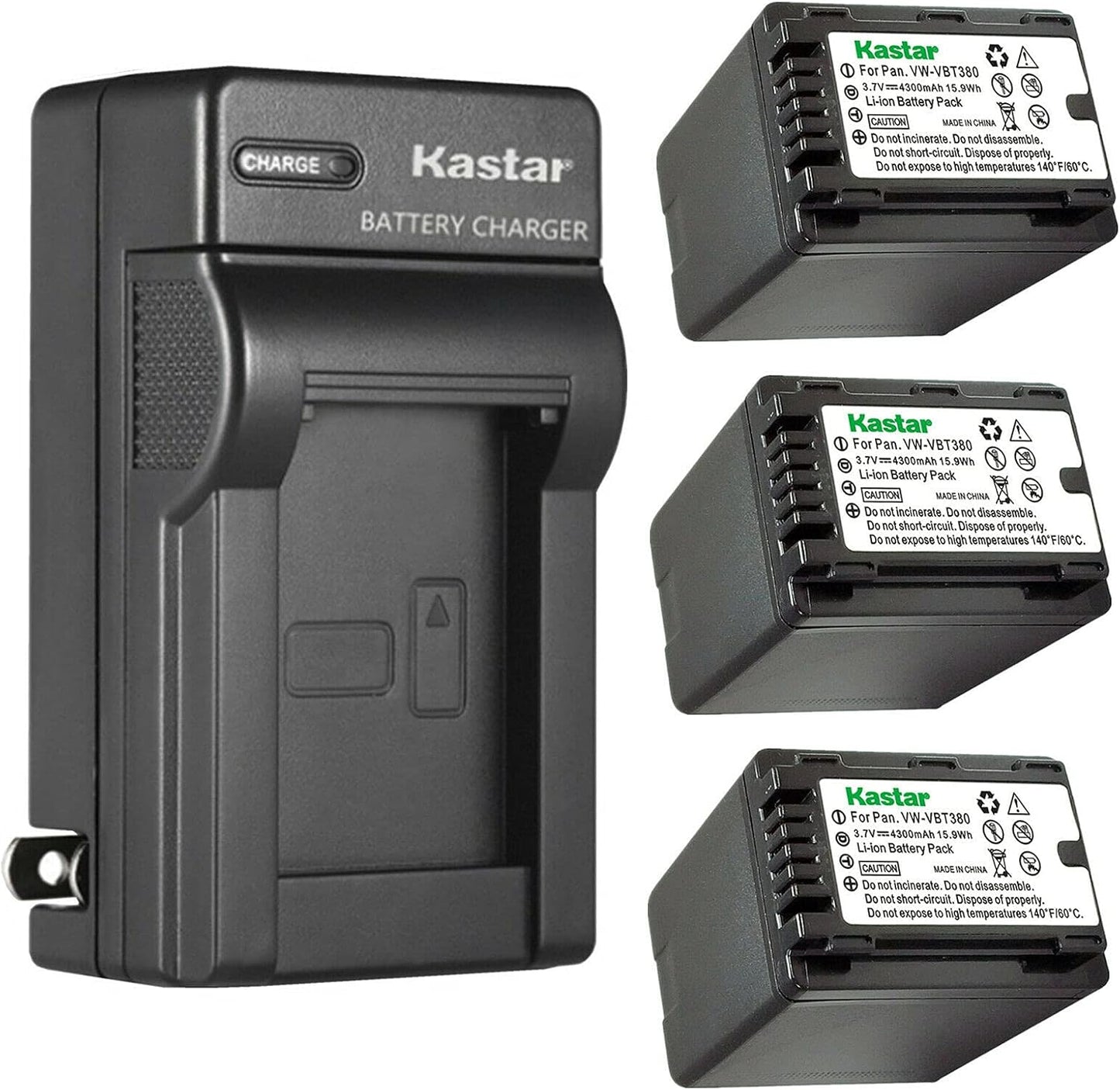 Kastar 3-Pack VBT380 Battery and AC Wall Charger Replacement