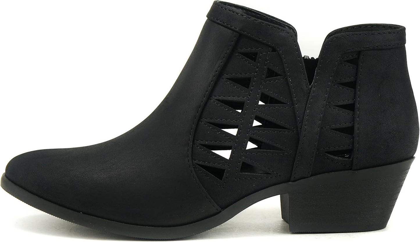 SODA Women's Round Toe Faux Suede Stacked Heel Booties Review