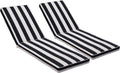 Outdoor Lounge Chair Cushions 2 Pcs Set - Striped Patio Replacement