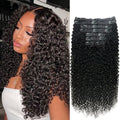 Curly Clip in Hair Extensions for Black Women - 18in Natural Black