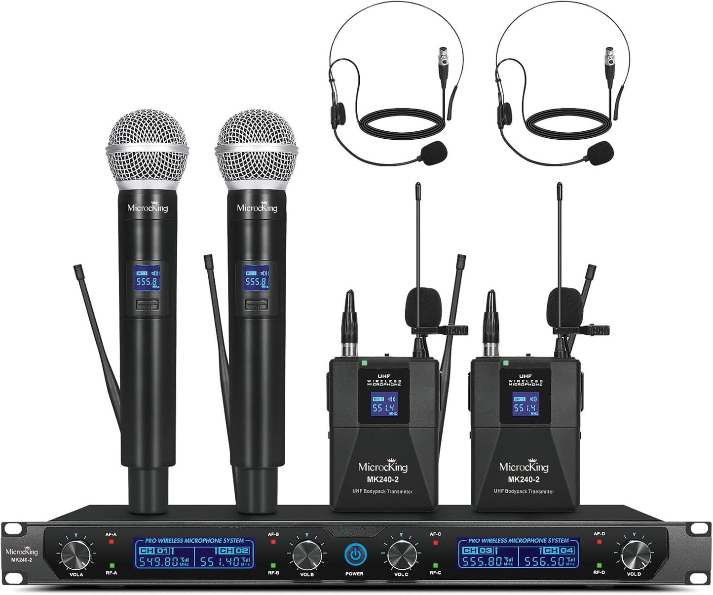 MicrocKing Wireless Mic System - Dual Handheld & Lavalier Mics
