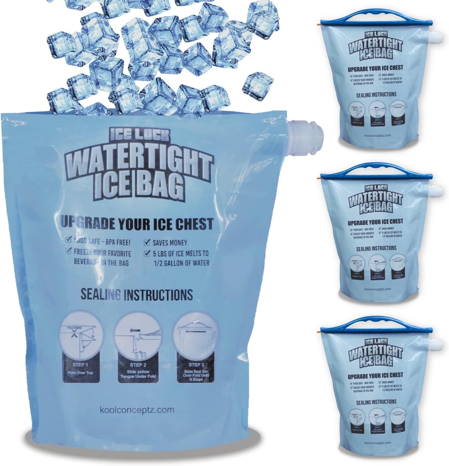 Large Leakproof Ice Bag - Reusable Ice Pack for Coolers