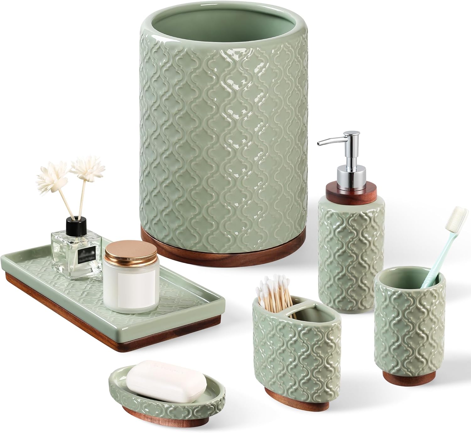 Ceramic Bathroom Accessories Set 6 Pieces for Stylish Decor