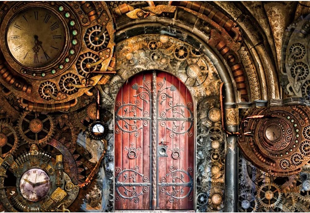 YongFoto 10x7ft Retro Steampunk Backdrop for Vintage Photography
