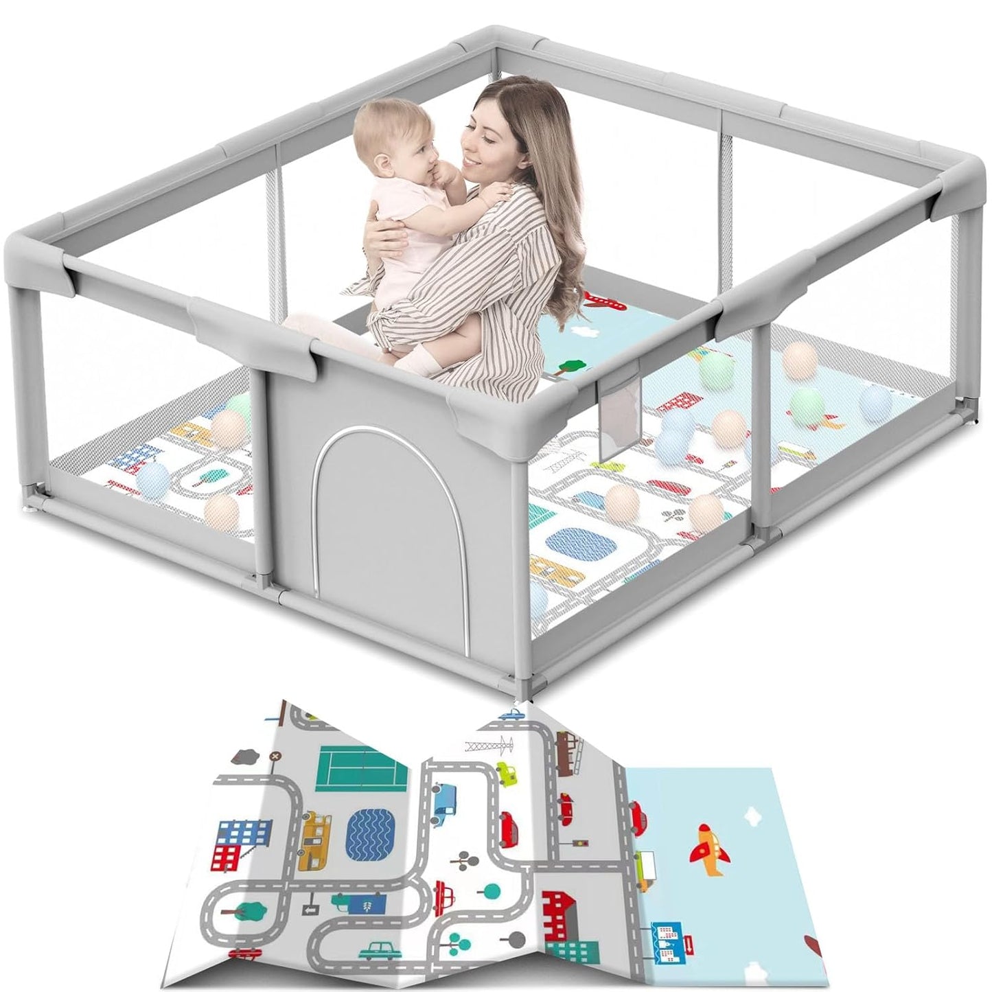 Sturdy 50x50 Inch Baby Playpen for Safe Play