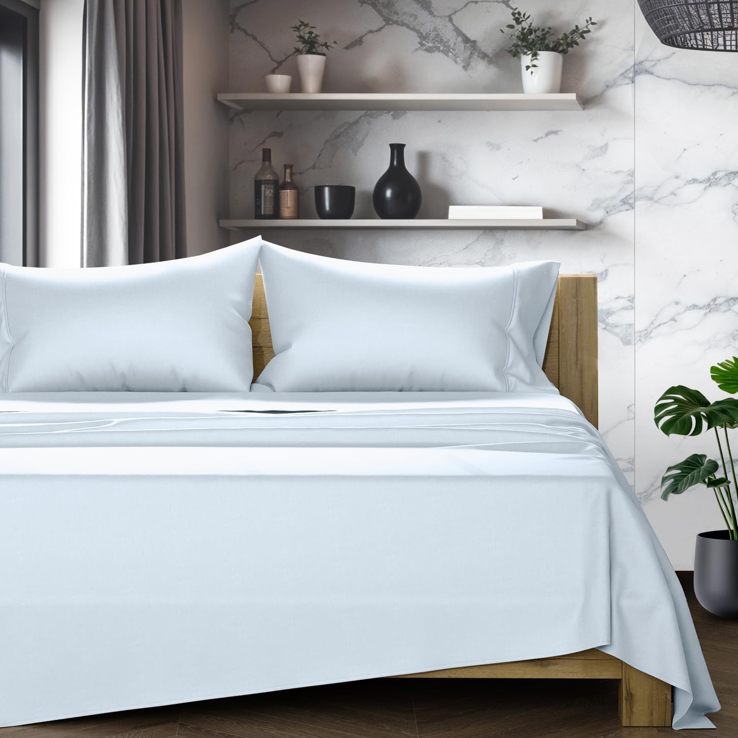 Luxurious 100% Egyptian Cotton Queen Sheets Set for Comfort