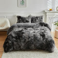 Wajade Faux Fur Plush Tie Dye Comforter Set Queen - Soft Warm