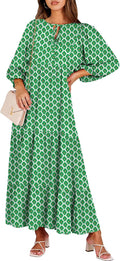 ANRABESS Boho Maxi Dress 2025 V Neck Puff Sleeve - Flowy Summer Fit