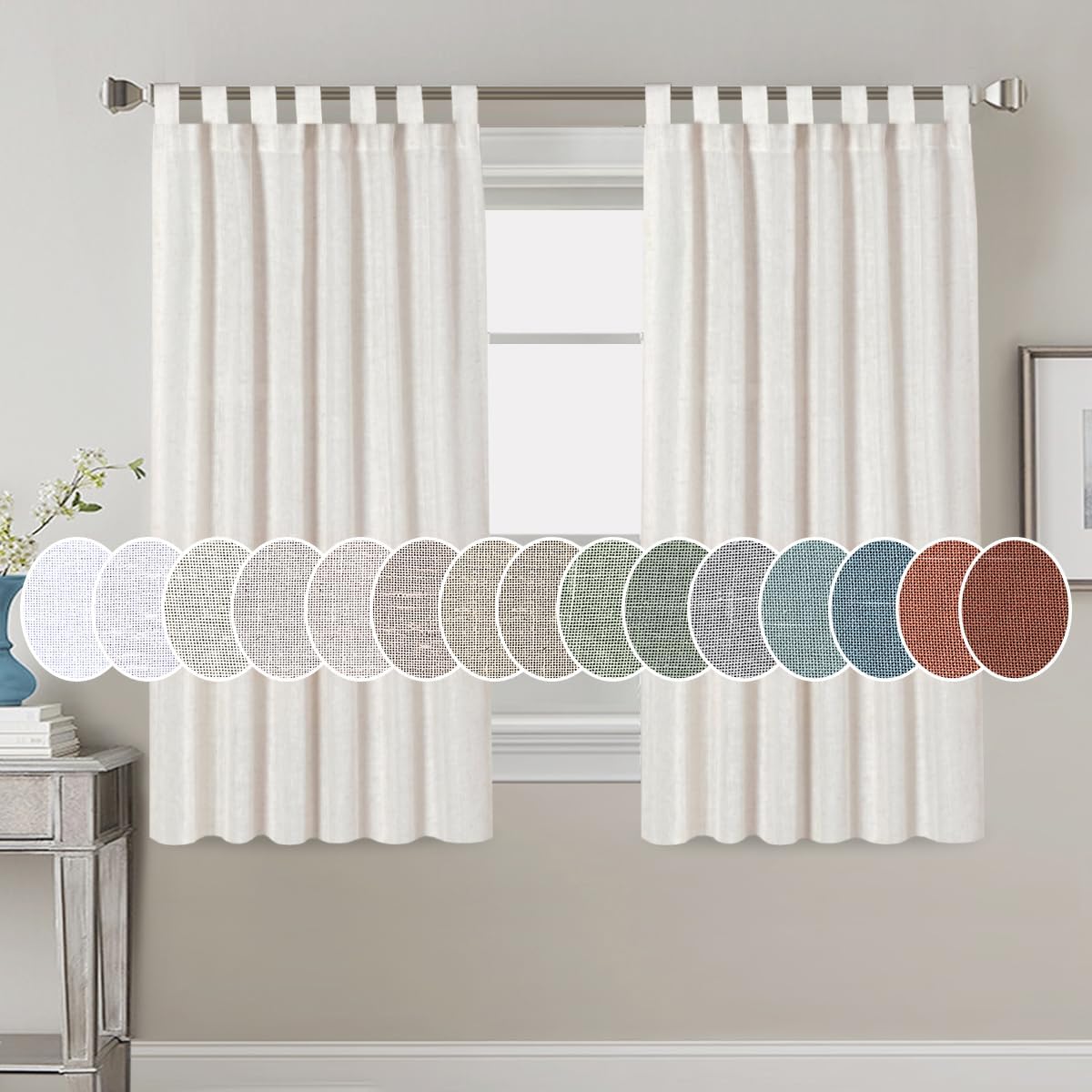 Elegant Energy Efficient Linen Curtains - Set of 2