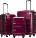 Coolife Luggage Expandable 3 Piece Set - Durable Spinner Travel Set