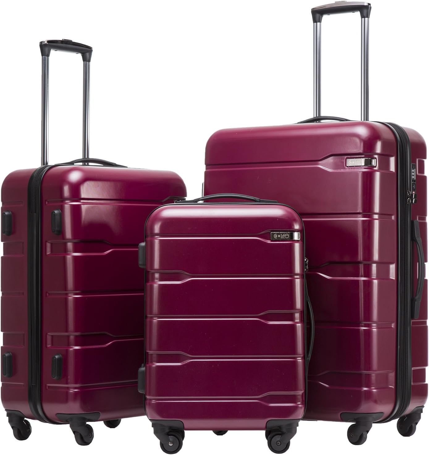 Coolife Luggage Expandable 3 Piece Set with TSA Lock and Wheels