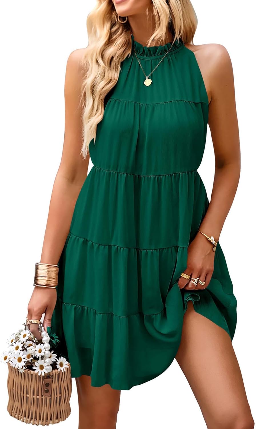 KIRUNDO Womens Summer Dresses 2025 Casual Halter Sundress