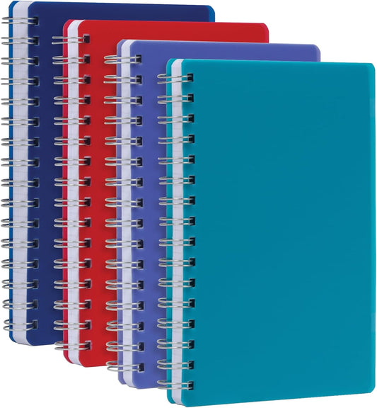 Thick Poly Cover Spiral Notebooks - 4 Pack