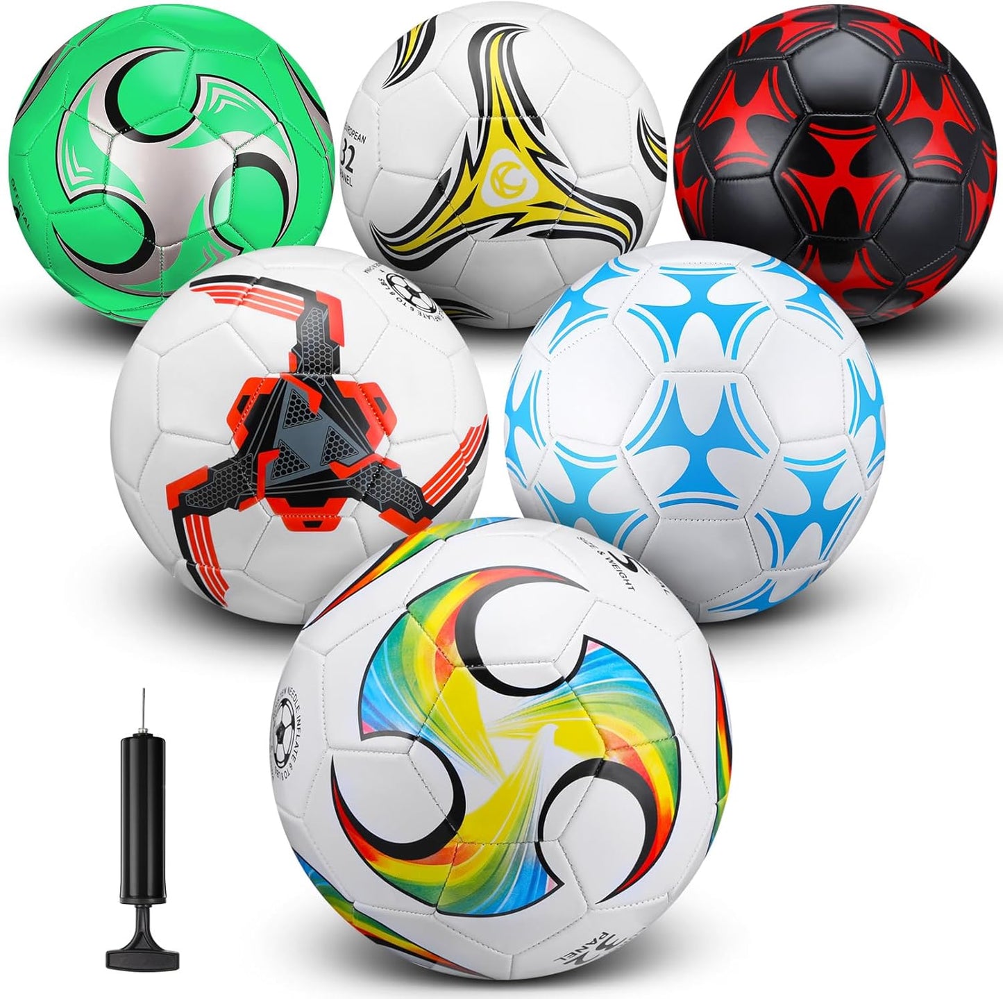 Deekin 6 Pcs Soccer Ball Set with Pump for All Ages Training