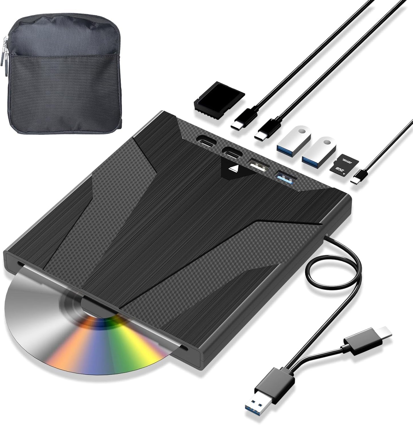8-in-1 External CD/DVD Drive + Carrying Case