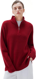 Cashmere Oversized Quarter Zip Pullover Sweater - Soft, Warm Fit