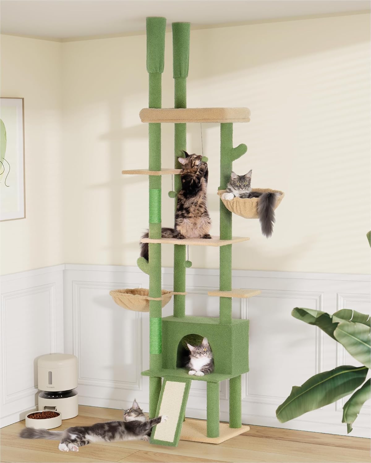 Cat Tree Floor to Ceiling with Big Perch Bed for Large Cats
