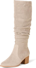 Women's Tall Block Heel Boots with Memory Foam Comfort - Stylish