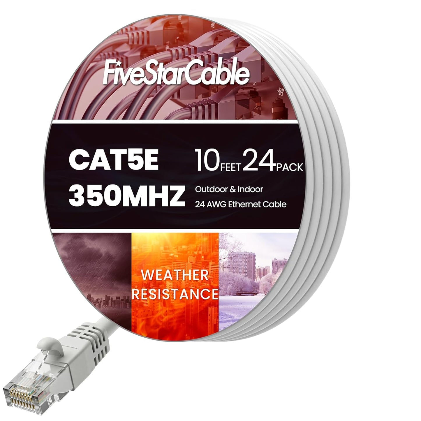 24 Pack Snagless Short Cat 5e Ethernet Cable for High-Speed Use