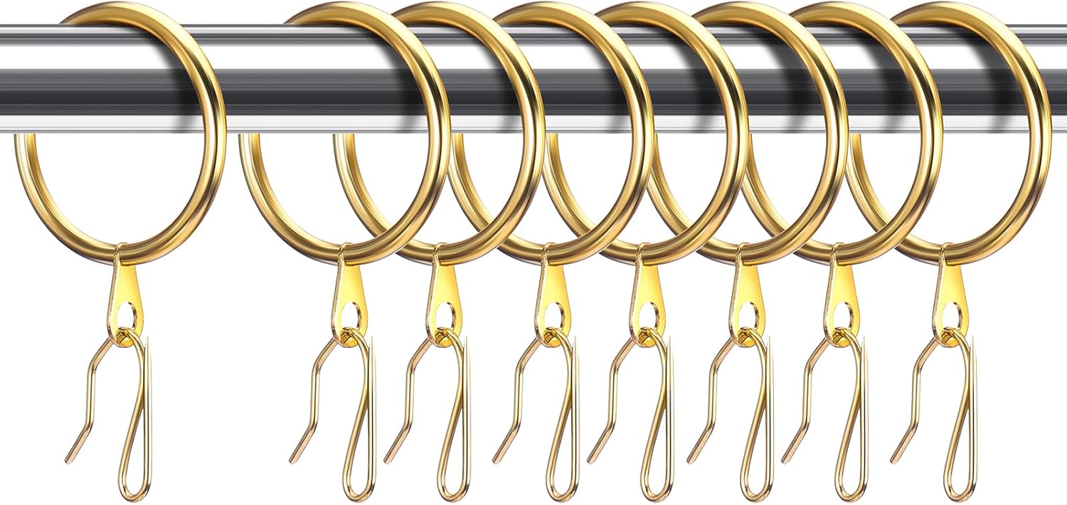 Secure Your Curtains with 30 Gold Metal Rings & Hooks
