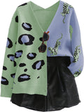 Leopard Tiger Print Cardigan V Neck Long Sleeve - Cozy Layering