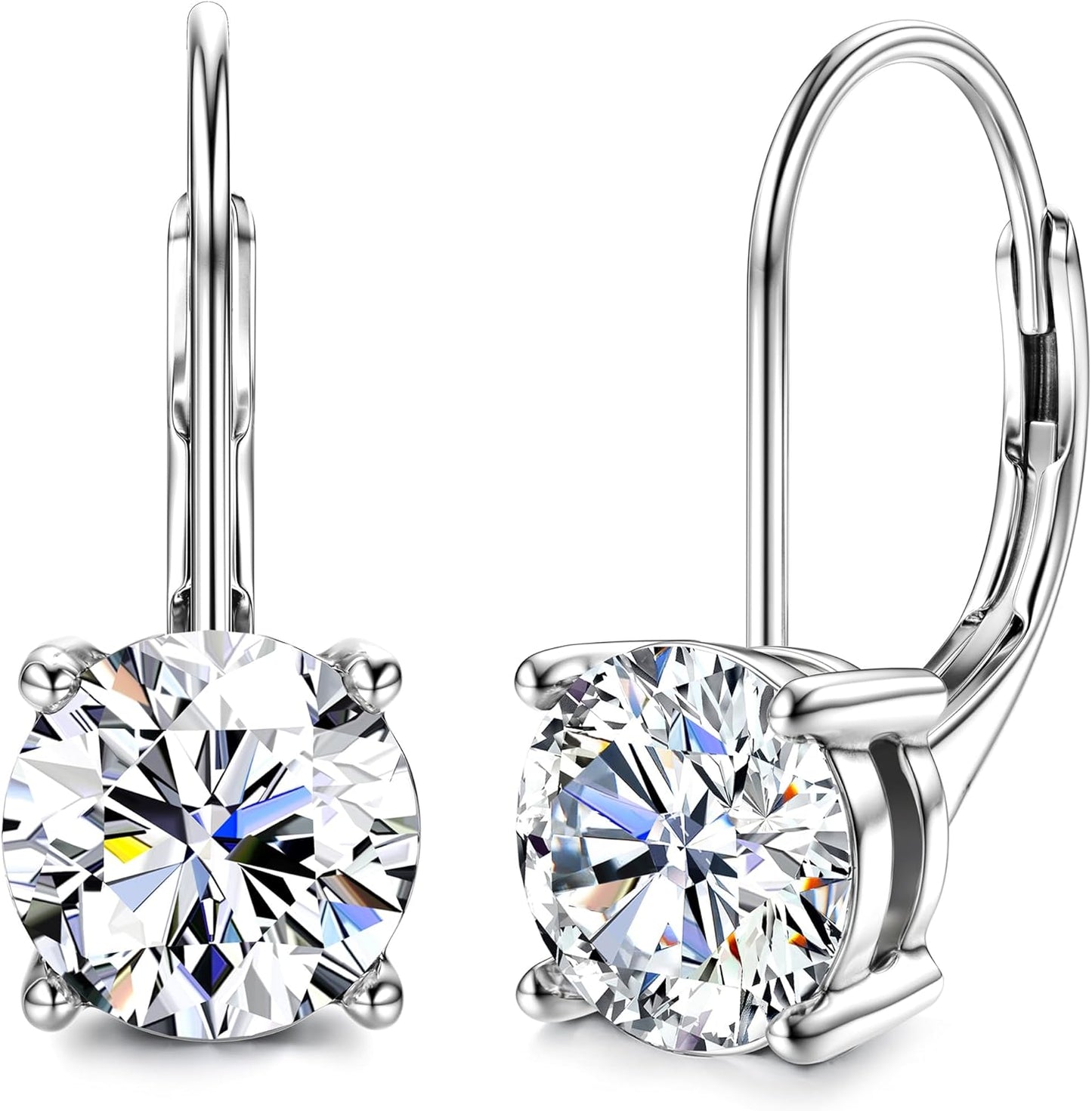 Moissanite Earrings in 18K White Gold Plated Sterling Silver