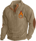 Mens Corduroy Stand Collar Sweatshirt 1/4 Button Pullover - Fleece