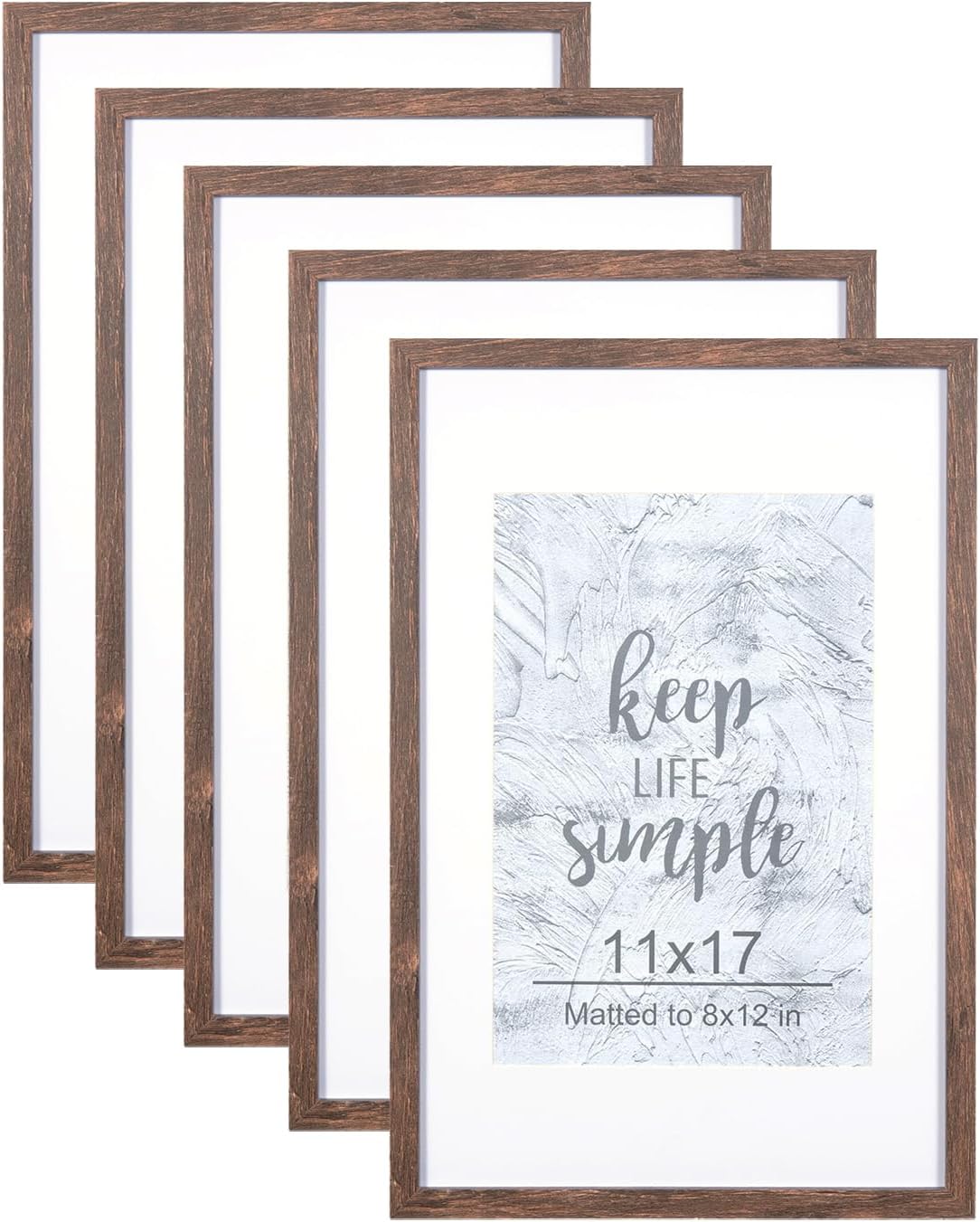 11x17 Picture Frame Set of 5 in Rottern Brown for Display