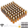 PrettyCare 2 oz Eye Glass Dropper Bottles 63 Pack - Leakproof Amber
