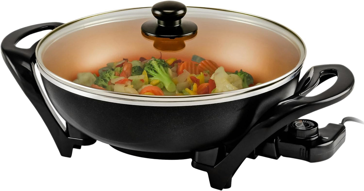 OVENTE Electric Wok with Nonstick Coating for Family Cooking