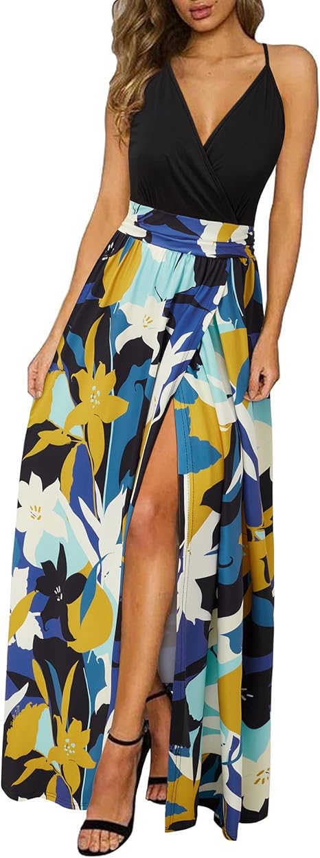 Newshows Women's Summer V Neck Spaghetti Strap Maxi Dress Review